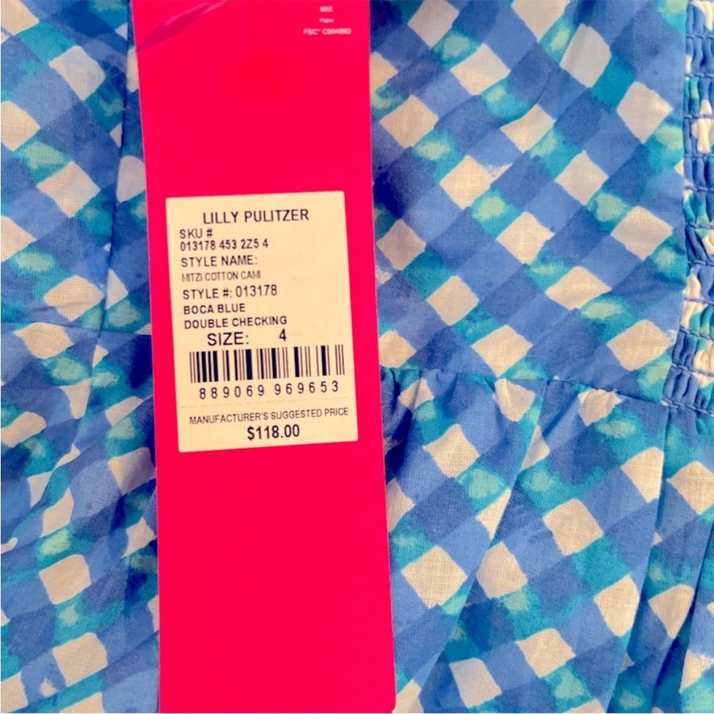 End of Summer Sale Lilly Pulitzer Cami Boca Blue Double Checking 4 NWT - Picture 6 of 9
